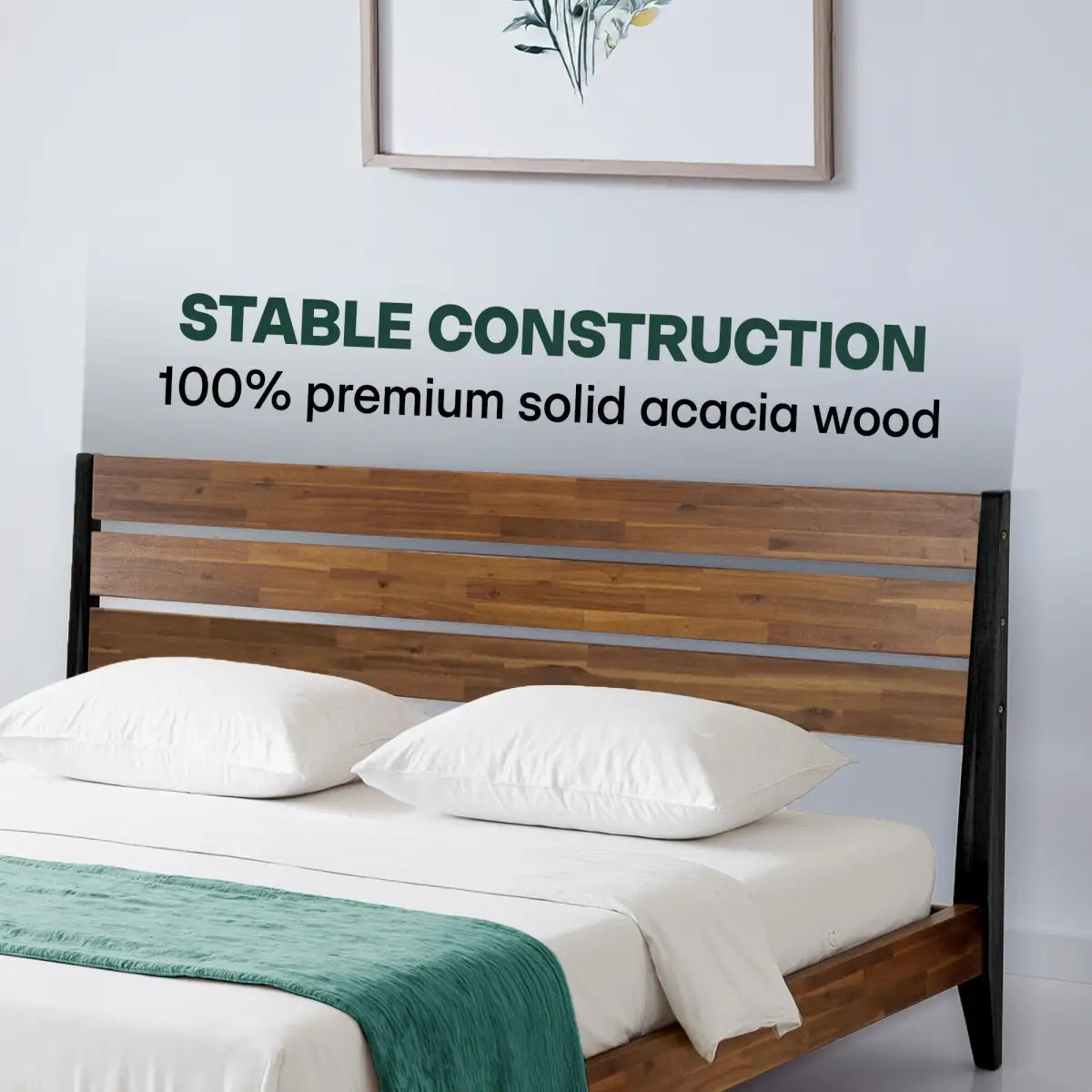Solid Wood Bed Frame - Acacia - Stylish and Durable for Your Bedroom - Megsu