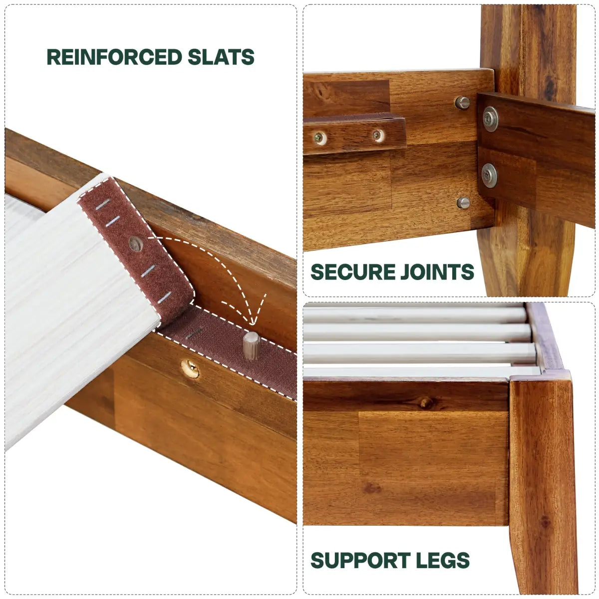 Solid Wood Bed Frame - Acacia - Stylish and Durable for Your Bedroom - Megsu