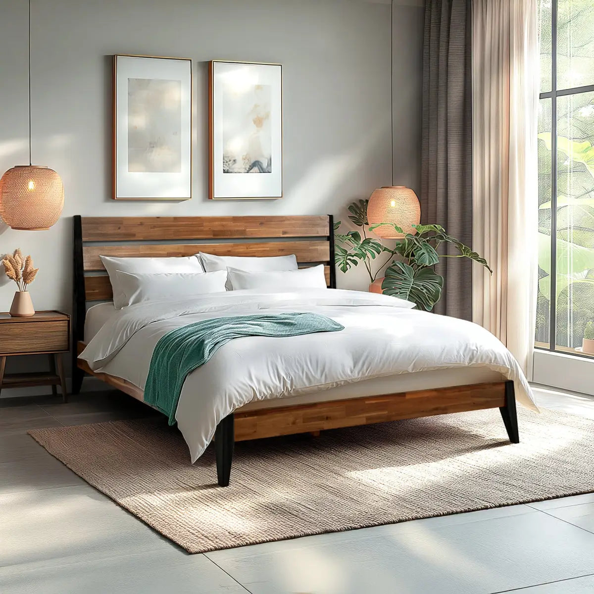 Solid Wood Bed Frame - Acacia - Stylish and Durable for Your Bedroom - Megsu
