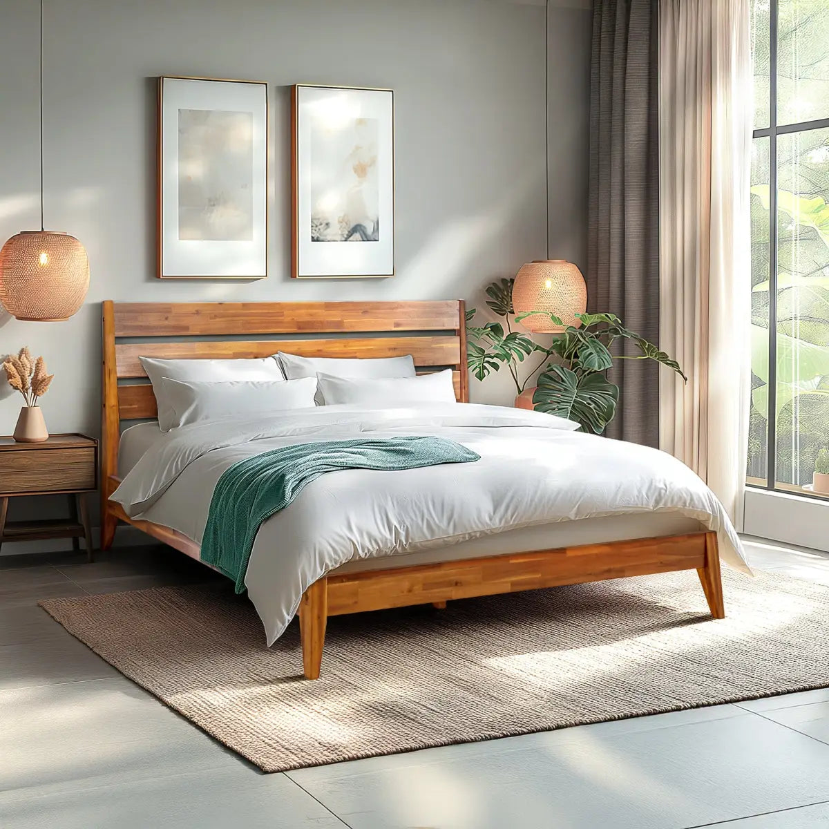 Solid Wood Bed Frame - Acacia - Stylish and Durable for Your Bedroom - Megsu