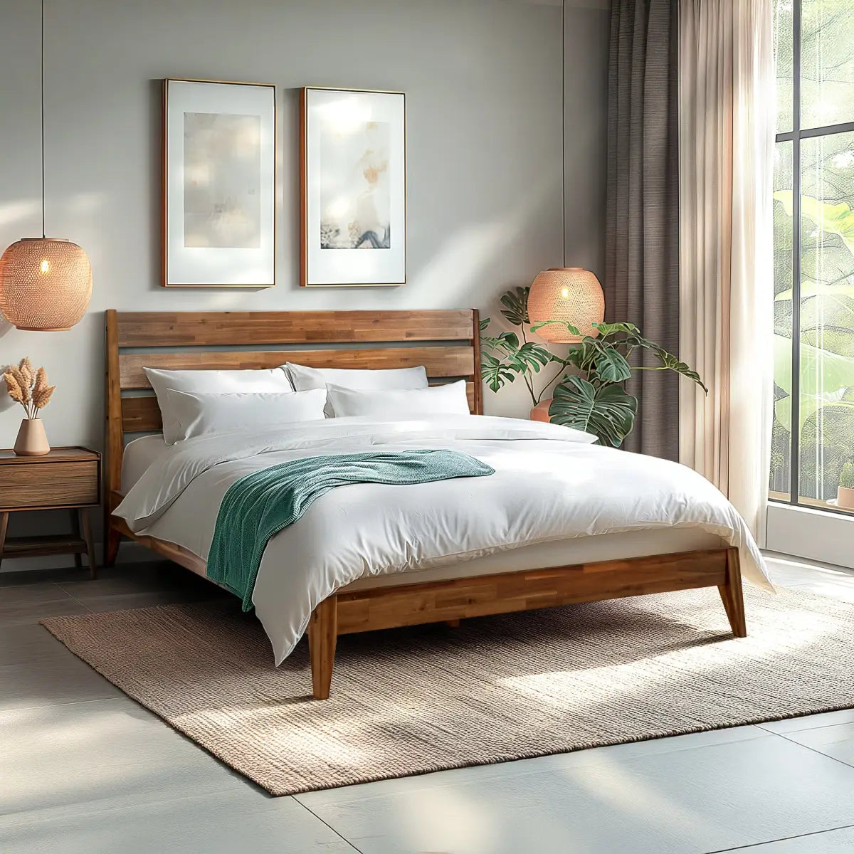 Solid Wood Bed Frame - Acacia - Stylish and Durable for Your Bedroom - Megsu