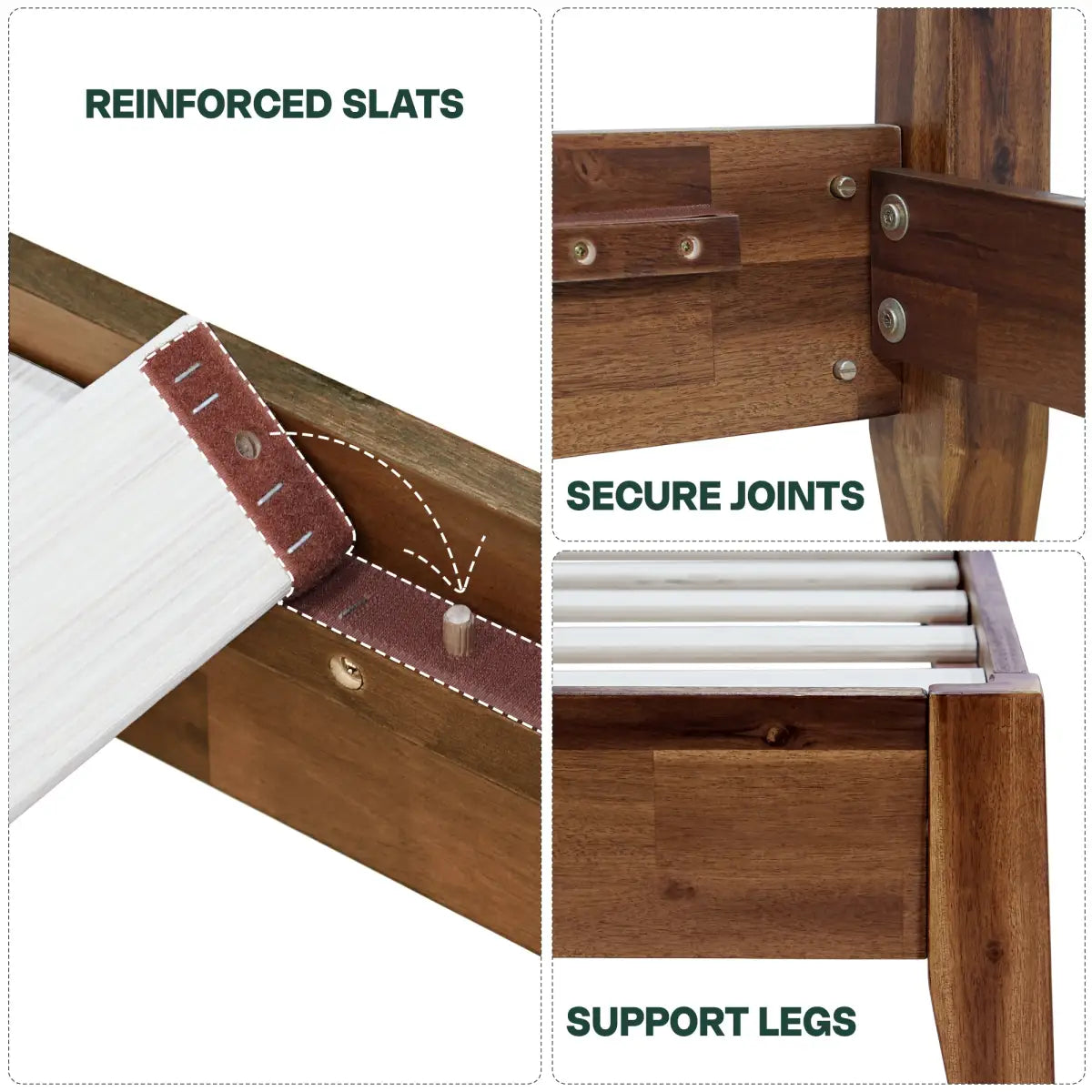 Solid Wood Bed Frame - Acacia - Stylish and Durable for Your Bedroom - Megsu