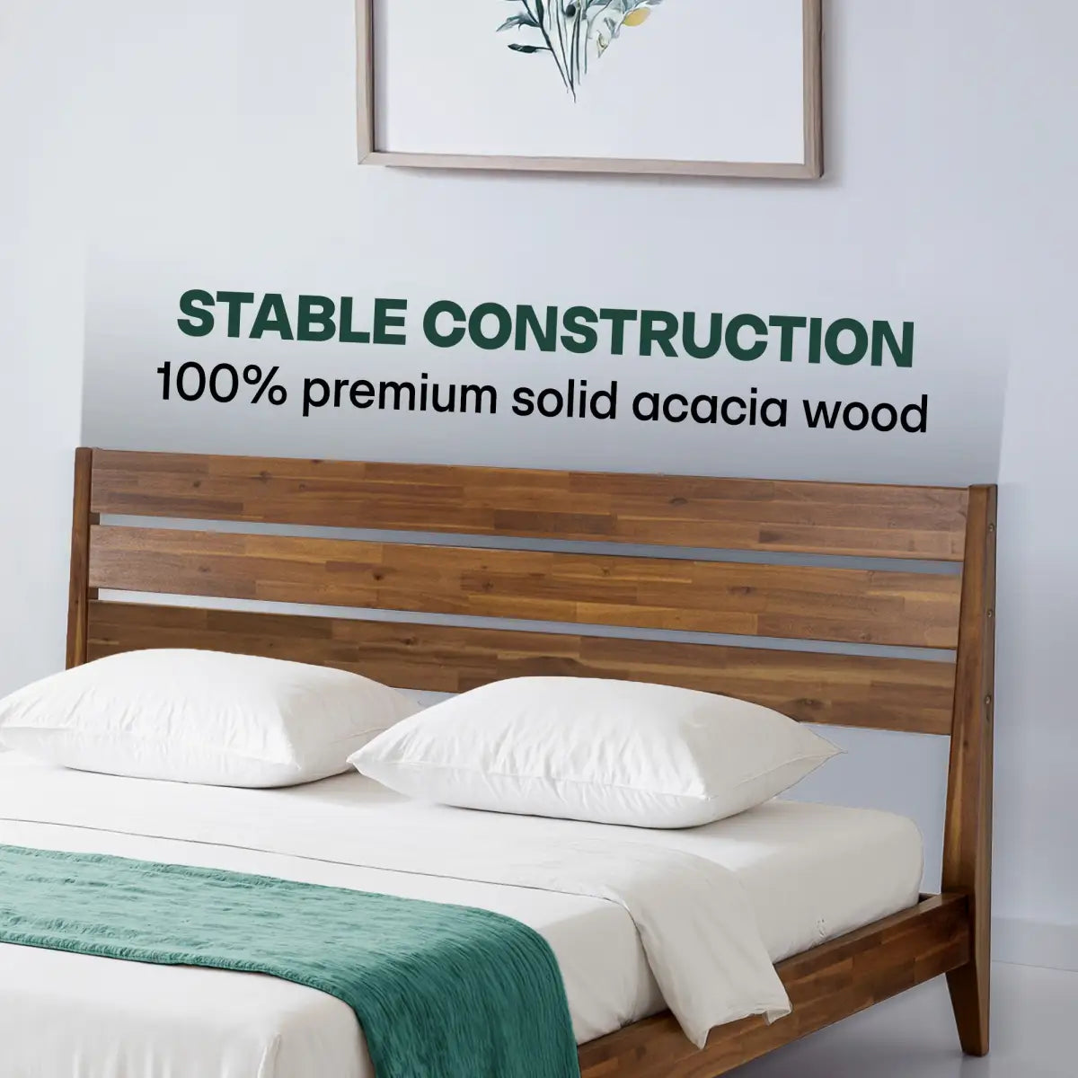 Solid Wood Bed Frame - Acacia - Stylish and Durable for Your Bedroom - Megsu