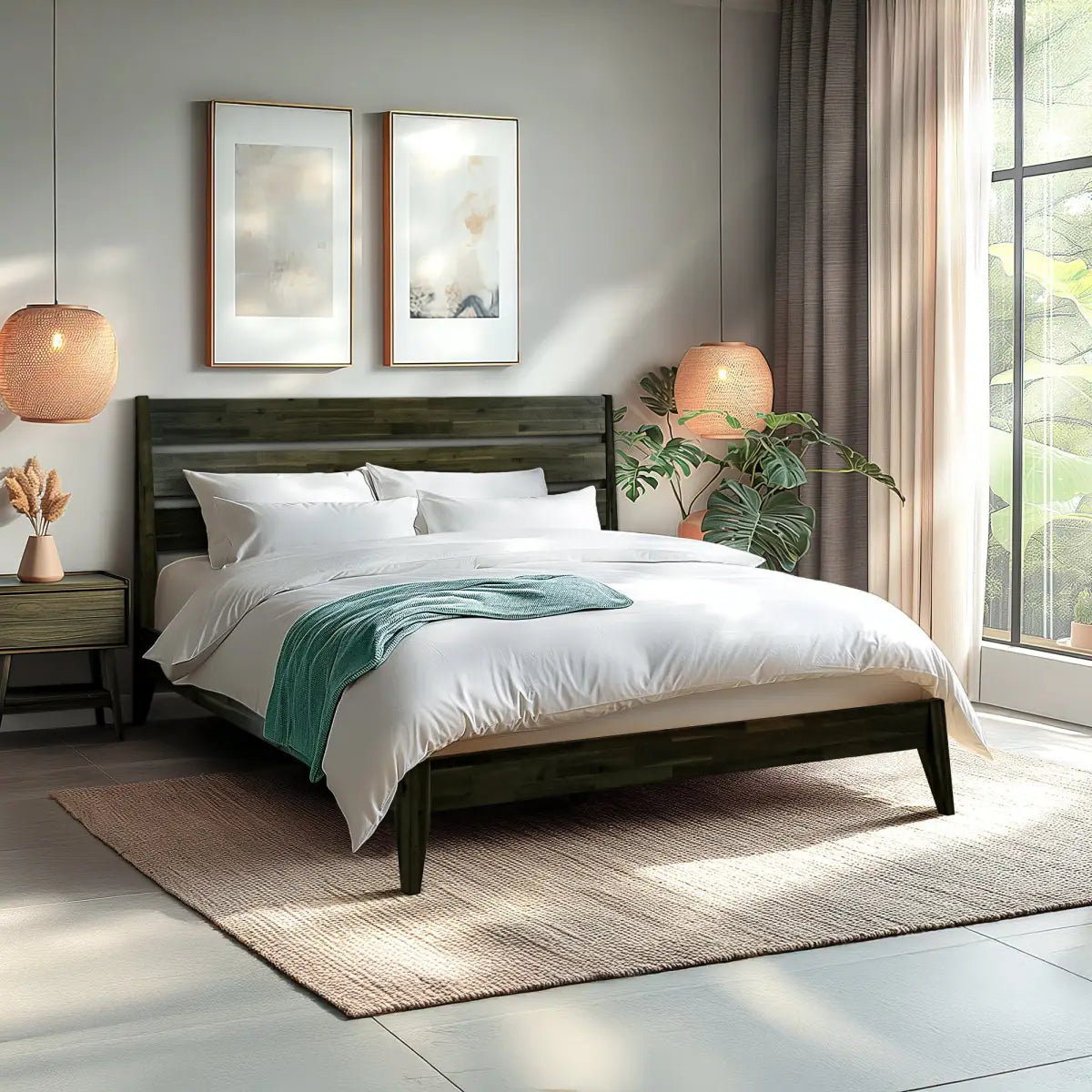 Solid Wood Bed Frame - Acacia - Stylish and Durable for Your Bedroom - Megsu