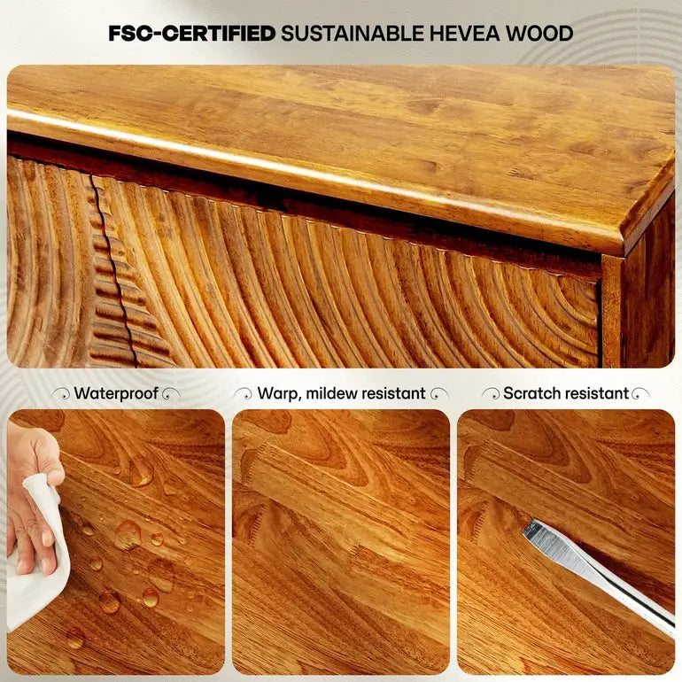 TV Stand with Storage - Acacia Wood - TV up to 80 Inches - Megsu