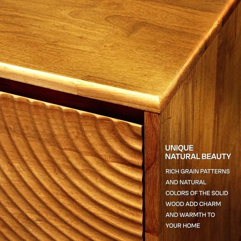 TV Stand with Storage - Acacia Wood - TV up to 80 Inches - Megsu
