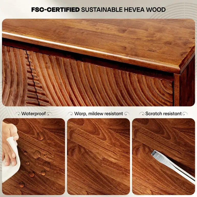 TV Stand with Storage - Acacia Wood - TV up to 80 Inches - Megsu