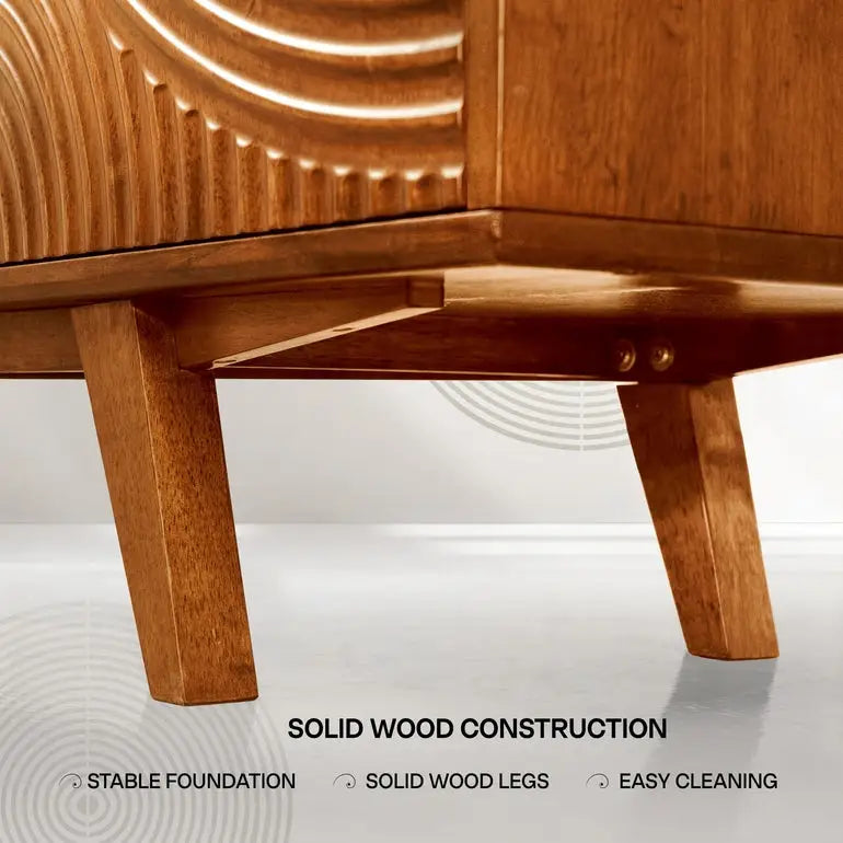 TV Stand with Storage - Acacia Wood - TV up to 80 Inches - Megsu