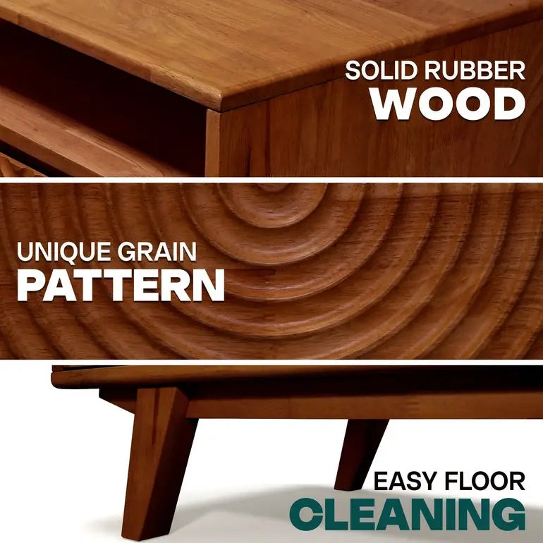 Coffee Table with Drawers & Open Storage - Acacia Wood - Megsu