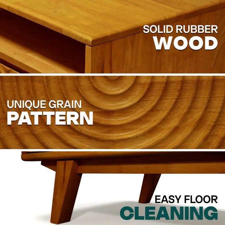 Coffee Table with Drawers & Open Storage - Acacia Wood - Megsu