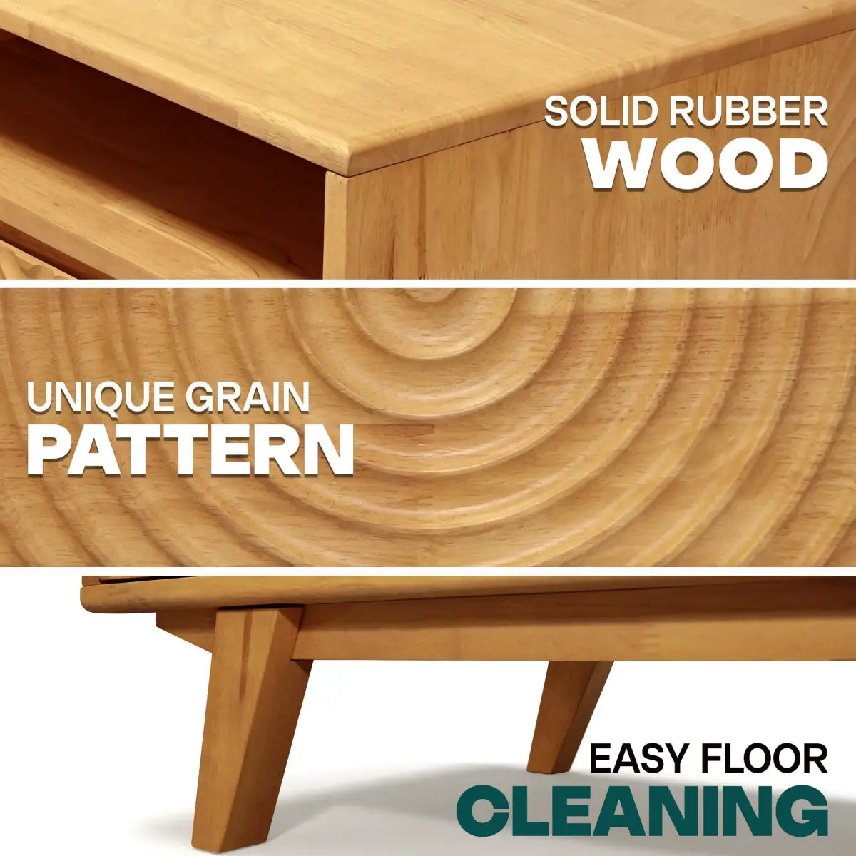 Coffee Table with Drawers & Open Storage - Acacia Wood - Megsu