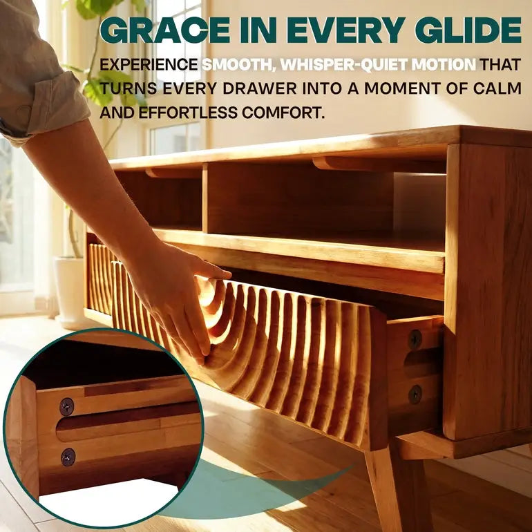 Coffee Table with Drawers & Open Storage - Acacia Wood - Megsu