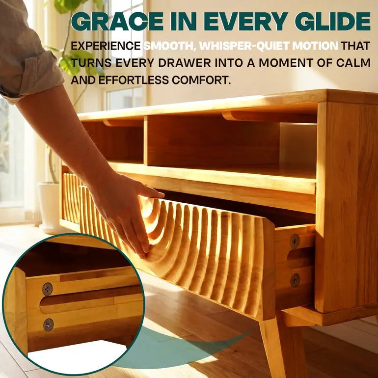 Coffee Table with Drawers & Open Storage - Acacia Wood - Megsu
