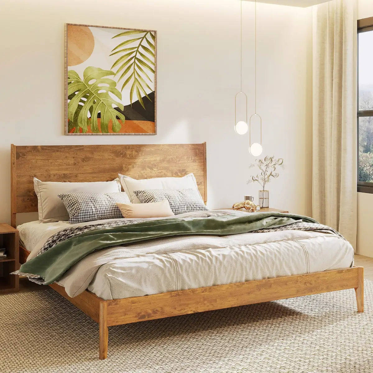 Wood Platform Bed Frame - Acacia Haven Deluxe - Ultimate Comfort and Style - Megsu