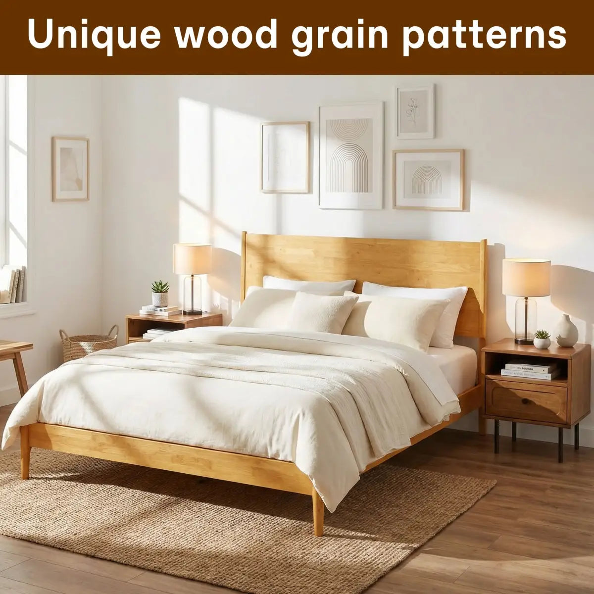 Wood Platform Bed Frame - Acacia Haven Deluxe - Ultimate Comfort and Style - Megsu