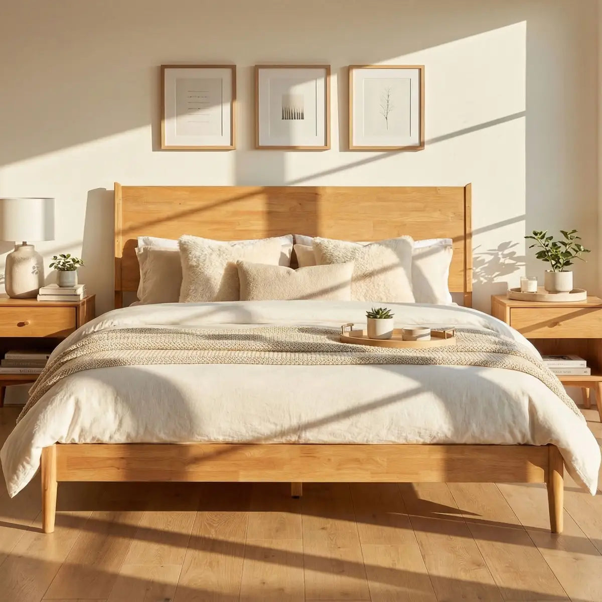 Wood Platform Bed Frame - Acacia Haven Deluxe - Ultimate Comfort and Style - Megsu