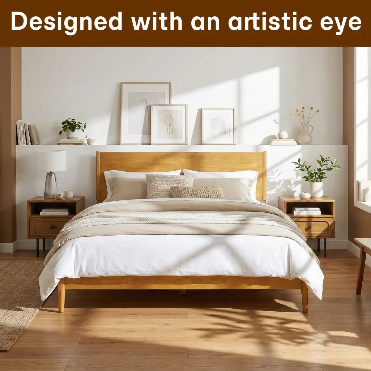 Wood Platform Bed Frame - Acacia Haven Deluxe - Ultimate Comfort and Style - Megsu