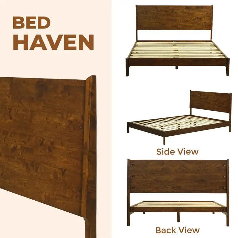 Wood Platform Bed Frame - Acacia Haven Deluxe - Ultimate Comfort and Style - Megsu