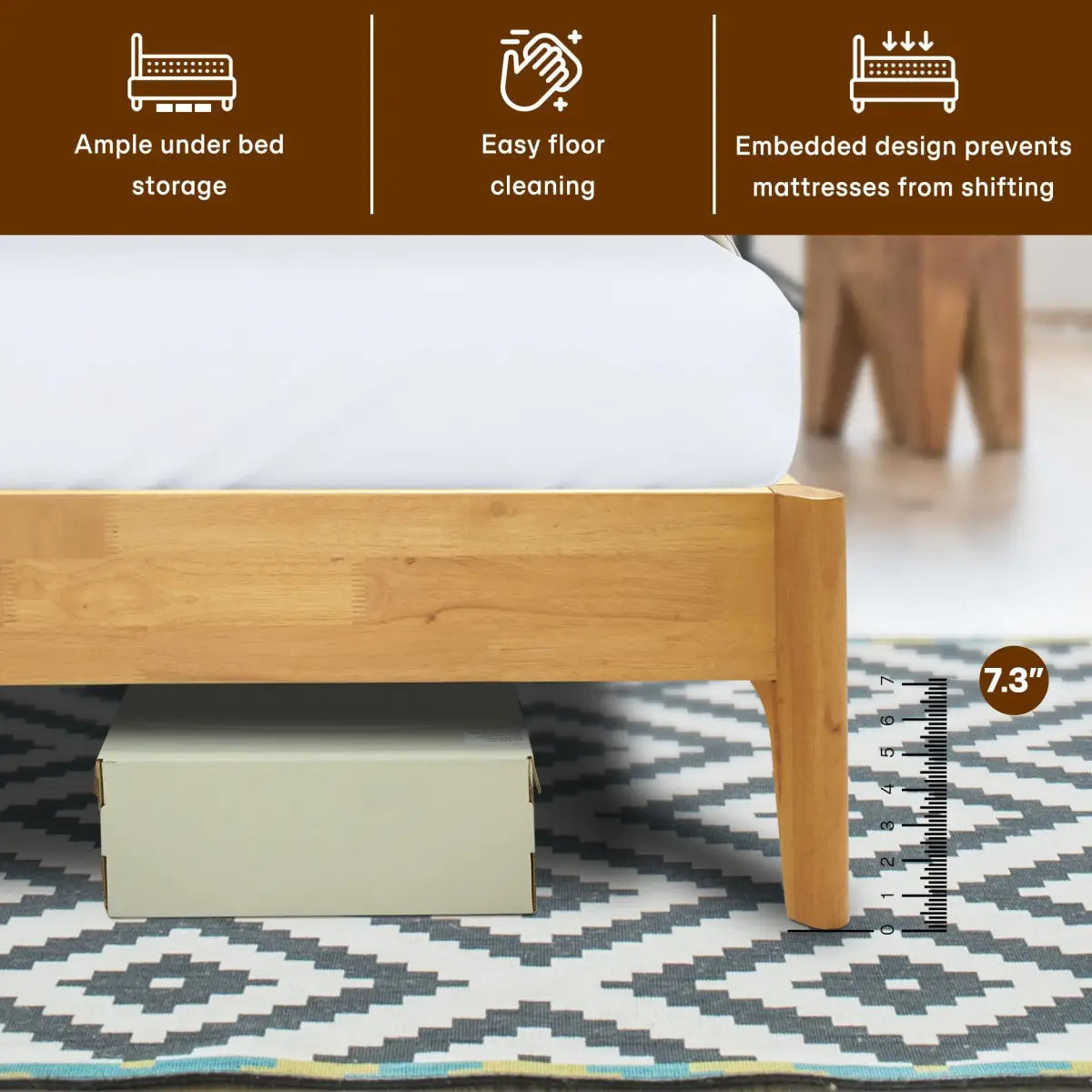 Wood Platform Bed Frame - Acacia Haven Deluxe - Ultimate Comfort and Style - Megsu