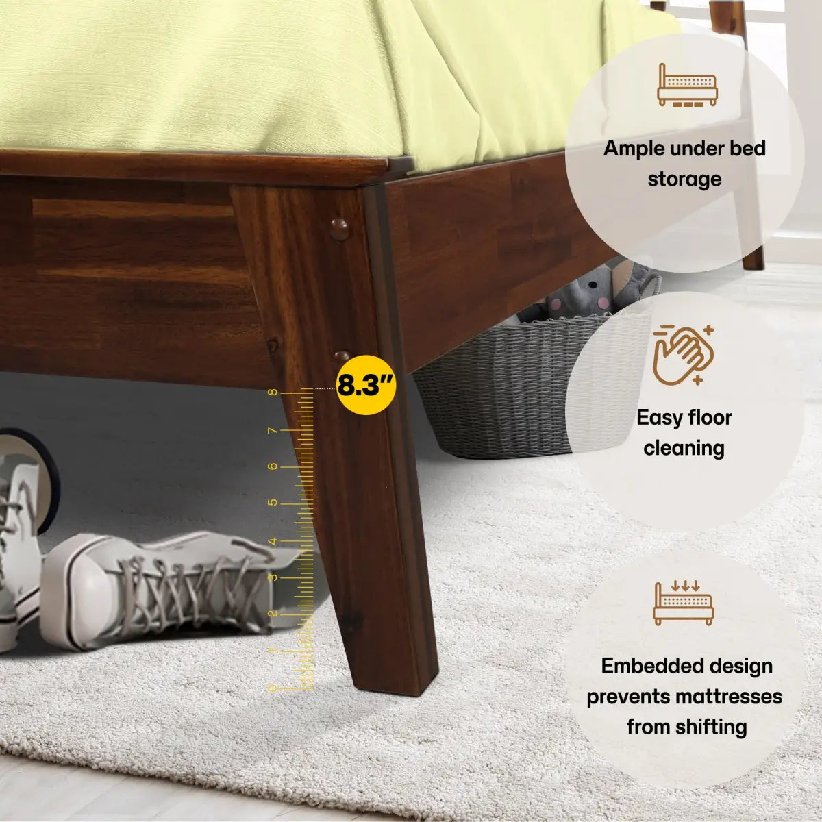 Solid Wood Bed Frame - Acacia - Durable Style and Comfort - Megsu