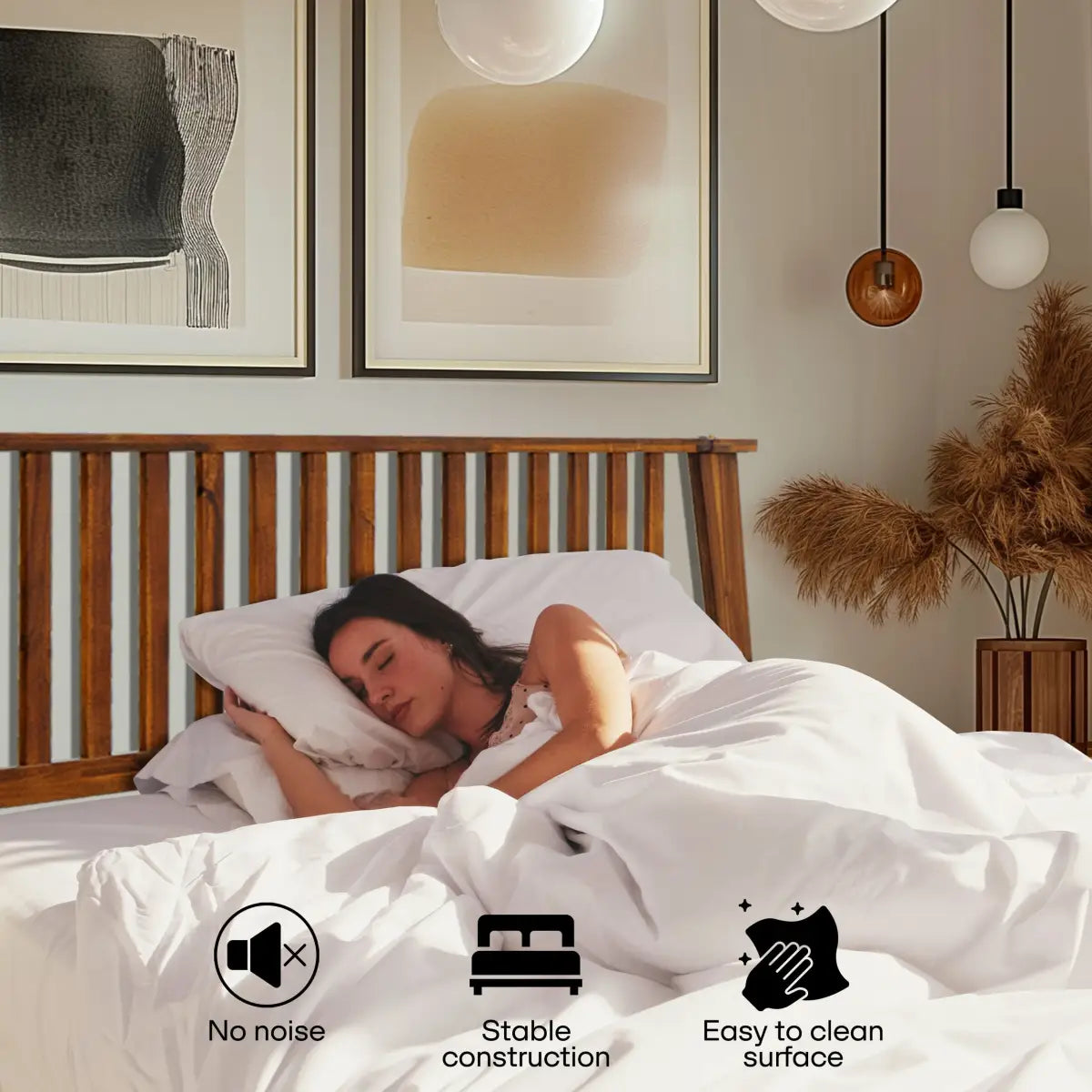 Solid Wood Bed Frame - Acacia - Durable Style and Comfort - Megsu