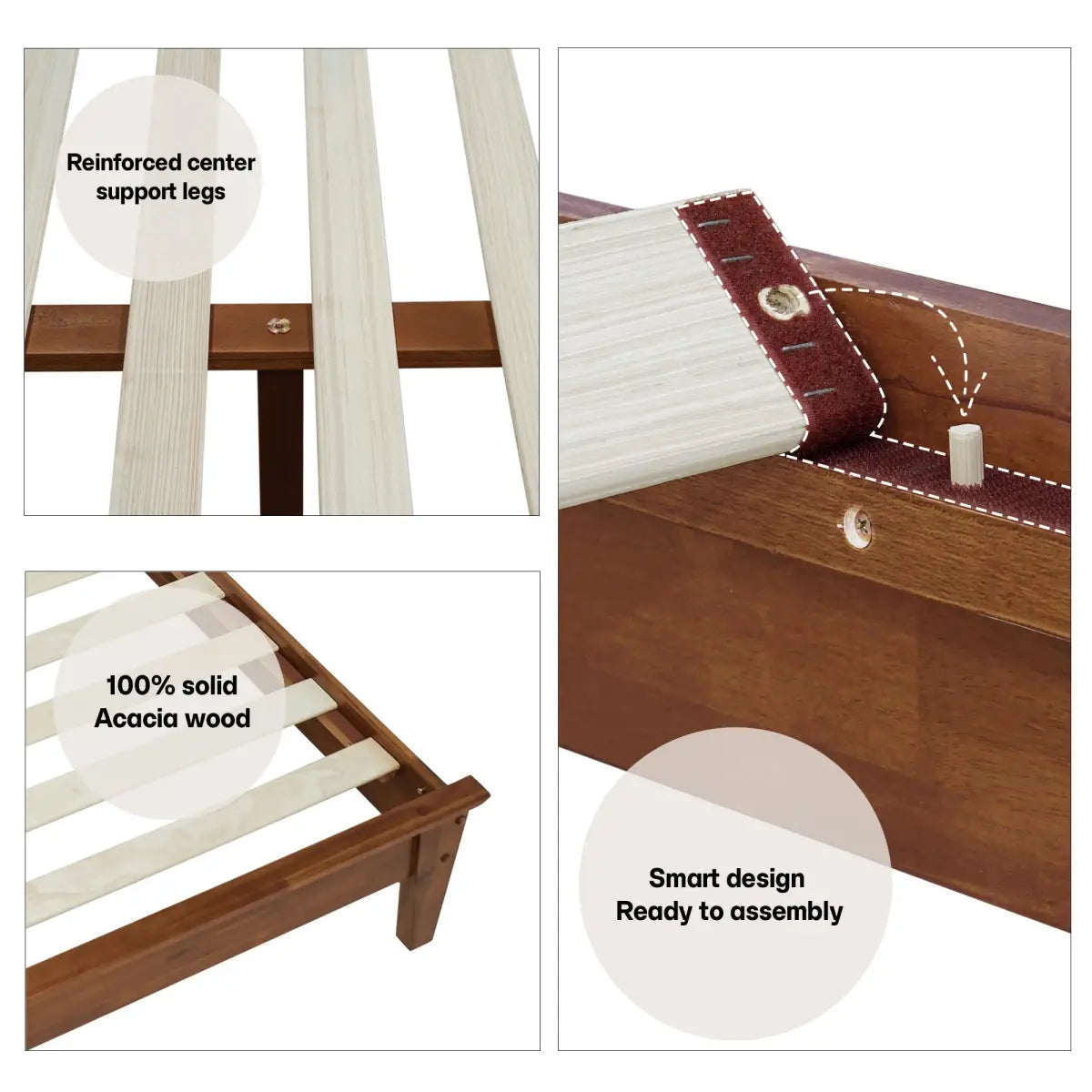 Solid Wood Bed Frame - Acacia - Durable Style and Comfort - Megsu