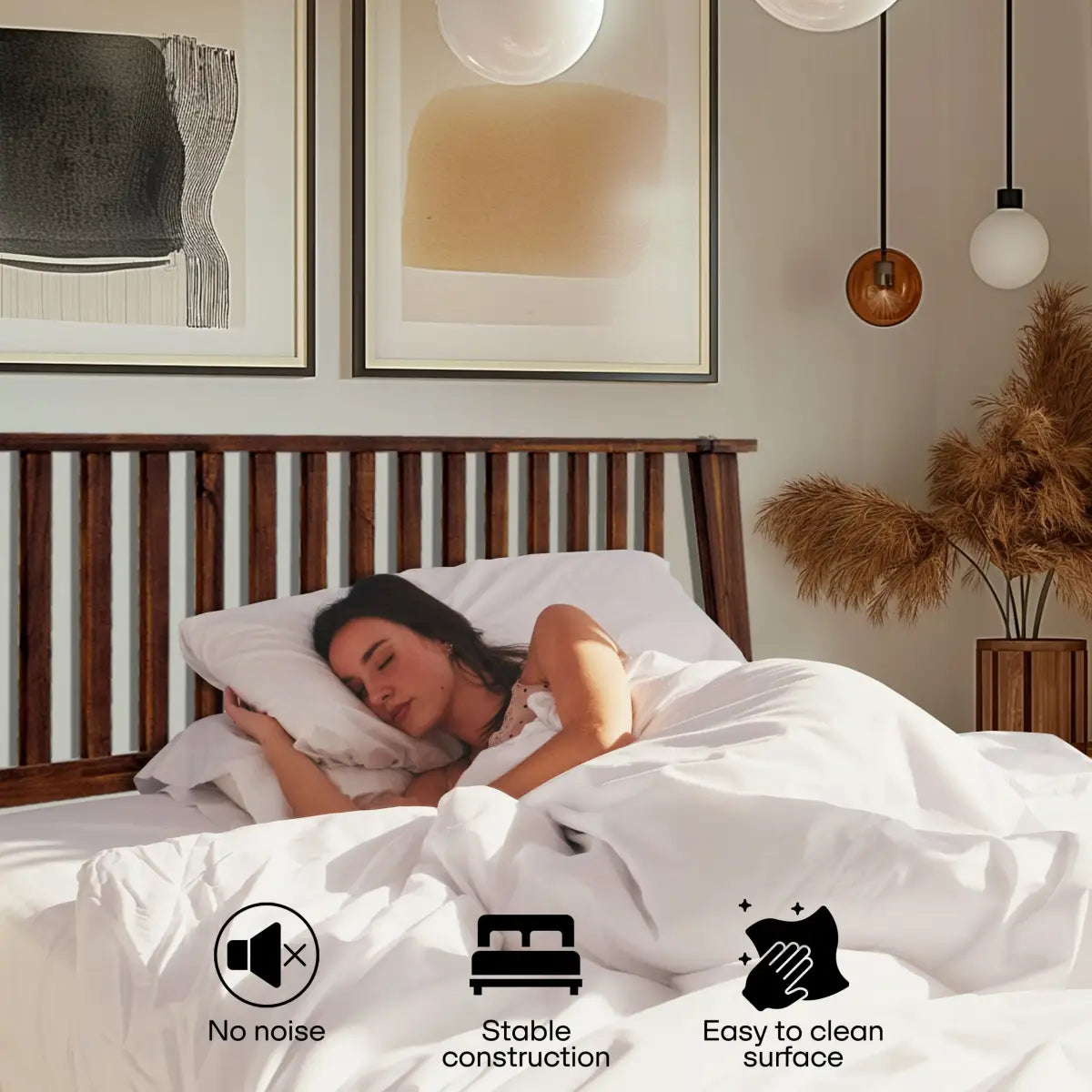 Solid Wood Bed Frame - Acacia - Durable Style and Comfort - Megsu