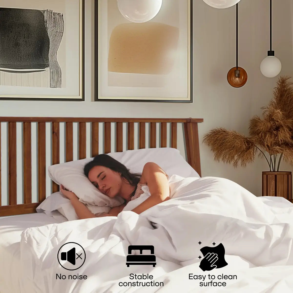 Solid Wood Bed Frame - Acacia - Durable Style and Comfort - Megsu
