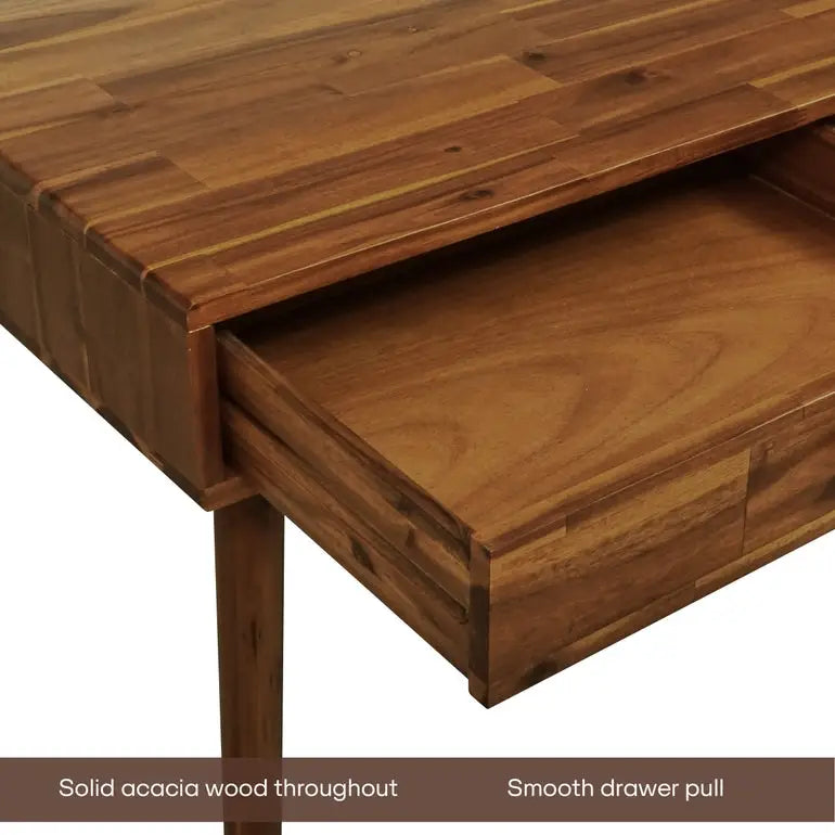 Work Desk with Drawers - Acacia 48’’ Solid Wood - for Functional Home Office - Megsu