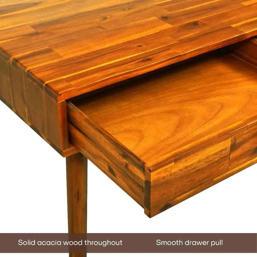 Work Desk with Drawers - Acacia 48’’ Solid Wood - for Functional Home Office - Megsu