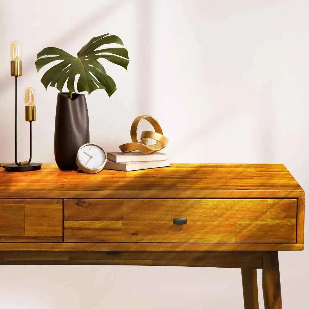 Work Desk with Drawers - Acacia 48’’ Solid Wood - for Functional Home Office - Megsu