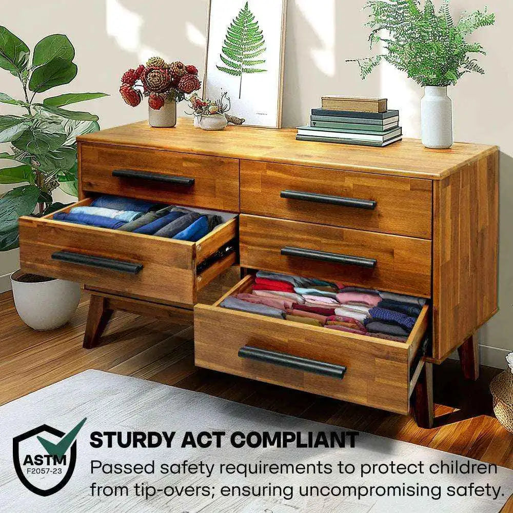 Solid Wood Dresser - Acacia Wood - Timeless Elegance and Durability - Megsu