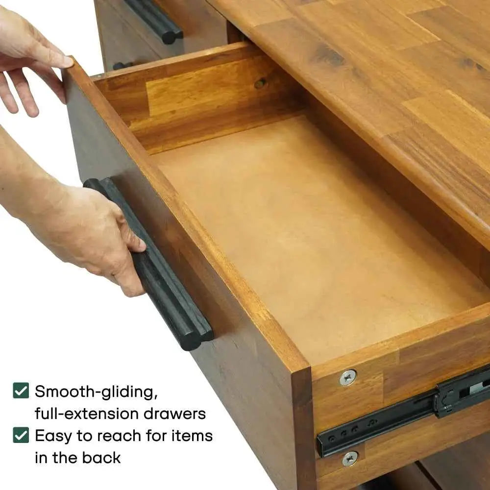 Solid Wood Dresser - Acacia Wood - Timeless Elegance and Durability - Megsu