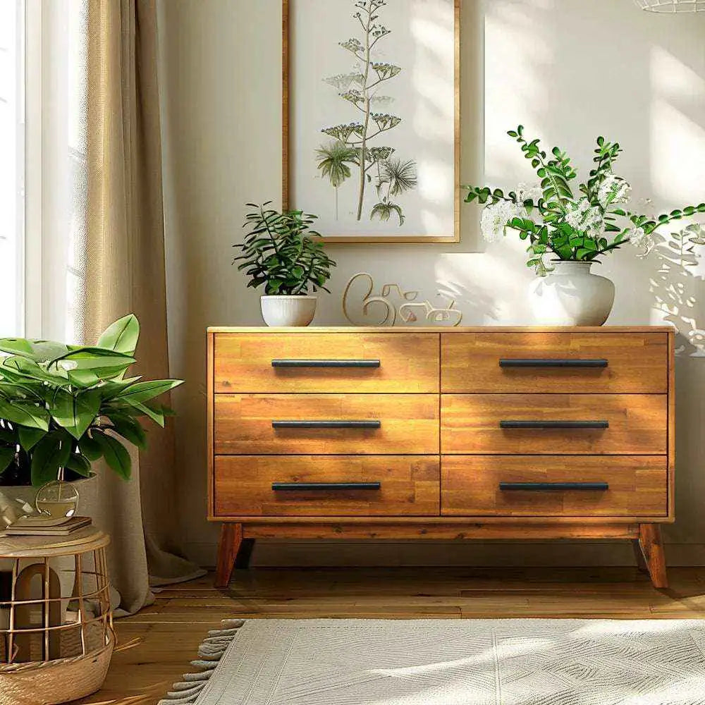 Solid Wood Dresser - Acacia Wood - Timeless Elegance and Durability - Megsu