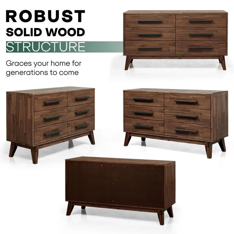 Solid Wood Dresser - Acacia Wood - Timeless Elegance and Durability - Megsu