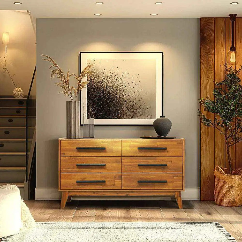 Solid Wood Dresser - Acacia Wood - Timeless Elegance and Durability - Megsu