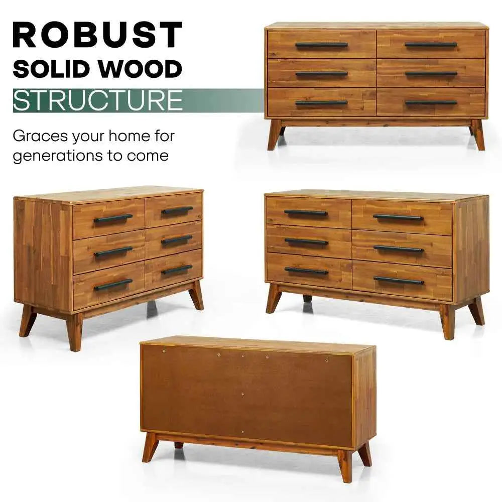 Solid Wood Dresser - Acacia Wood - Timeless Elegance and Durability - Megsu