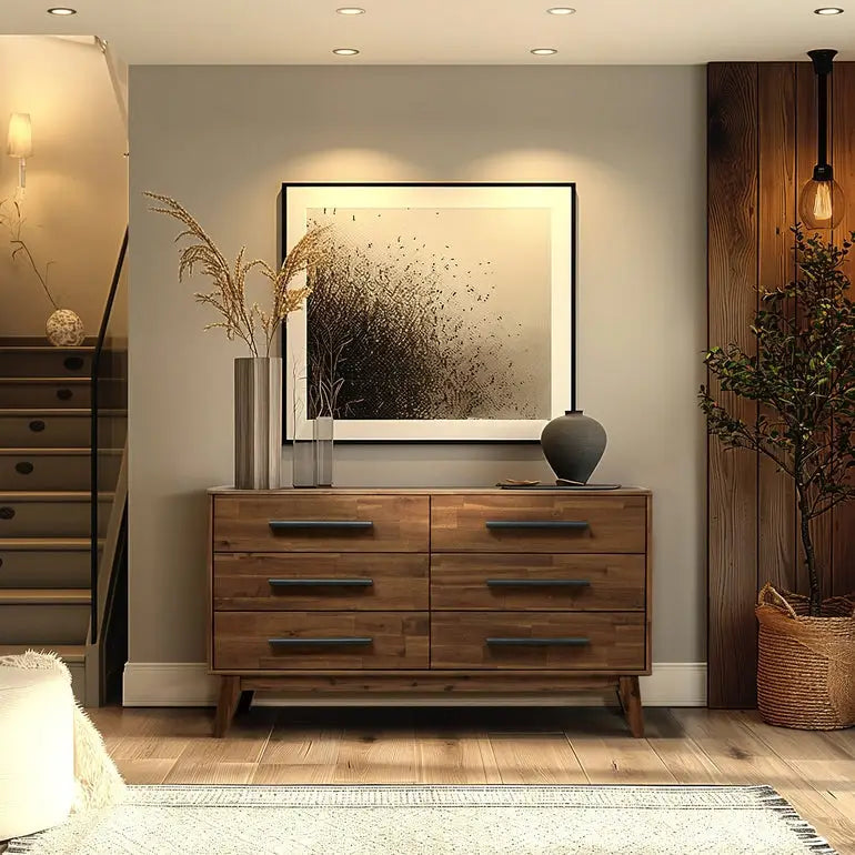 Solid Wood Dresser - Acacia Wood - Timeless Elegance and Durability - Megsu