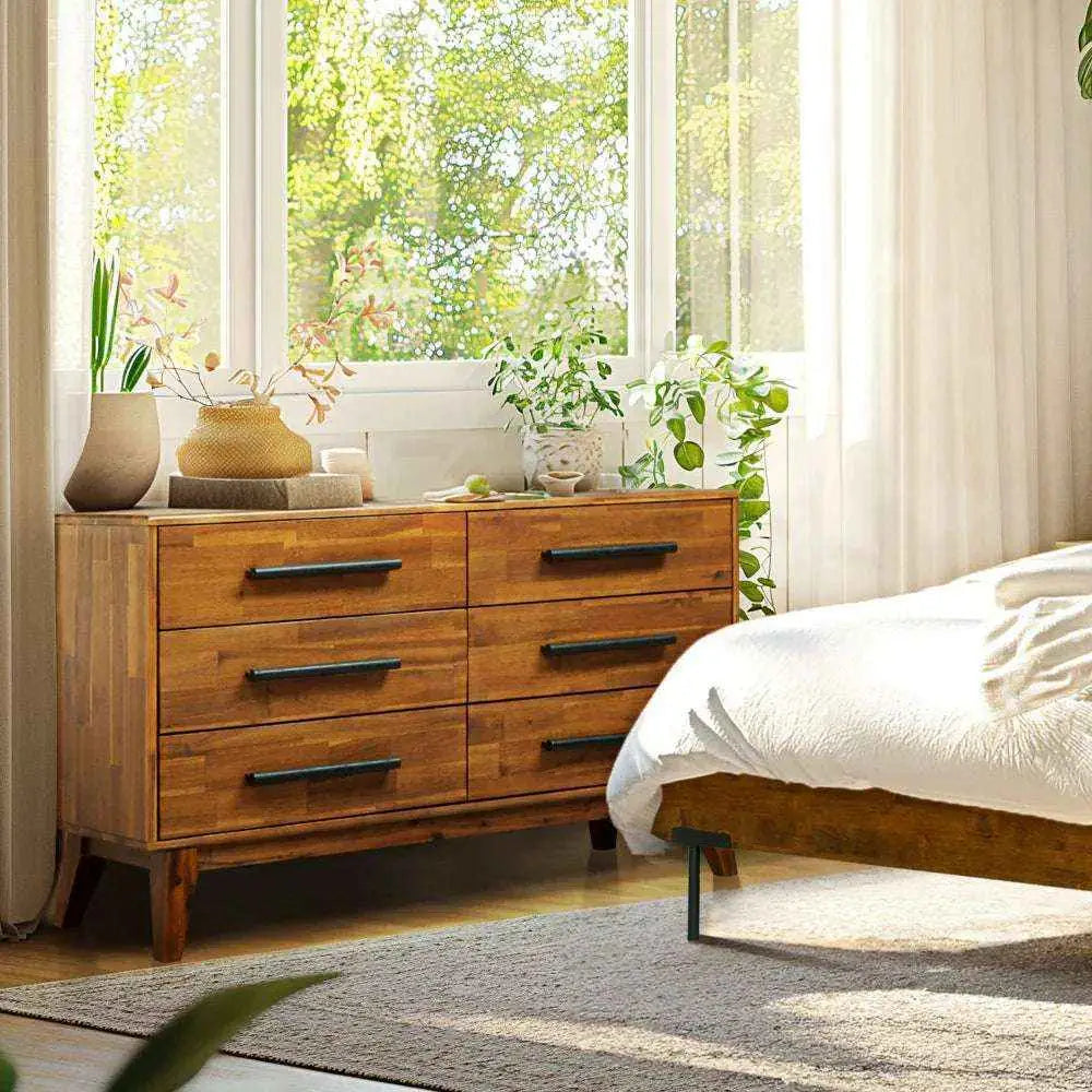 Solid Wood Dresser - Acacia Wood - Timeless Elegance and Durability - Megsu