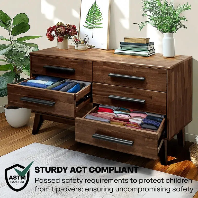 Solid Wood Dresser - Acacia Wood - Timeless Elegance and Durability - Megsu