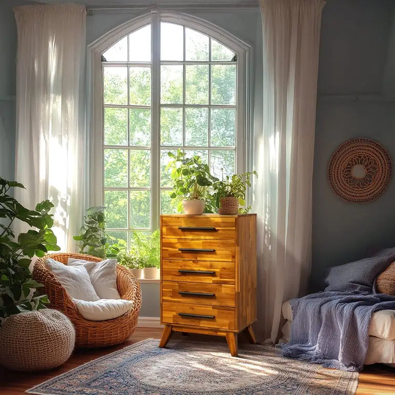 Solid Wood Dresser - Acacia - for Timeless Elegance - Megsu
