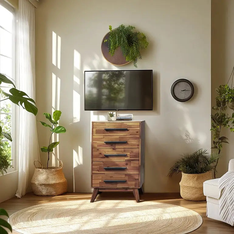 Solid Wood Dresser - Acacia - for Timeless Elegance - Megsu