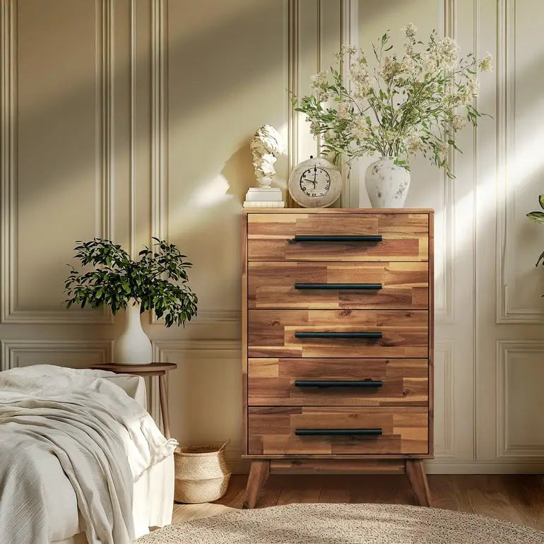 Solid Wood Dresser - Acacia - for Timeless Elegance - Megsu