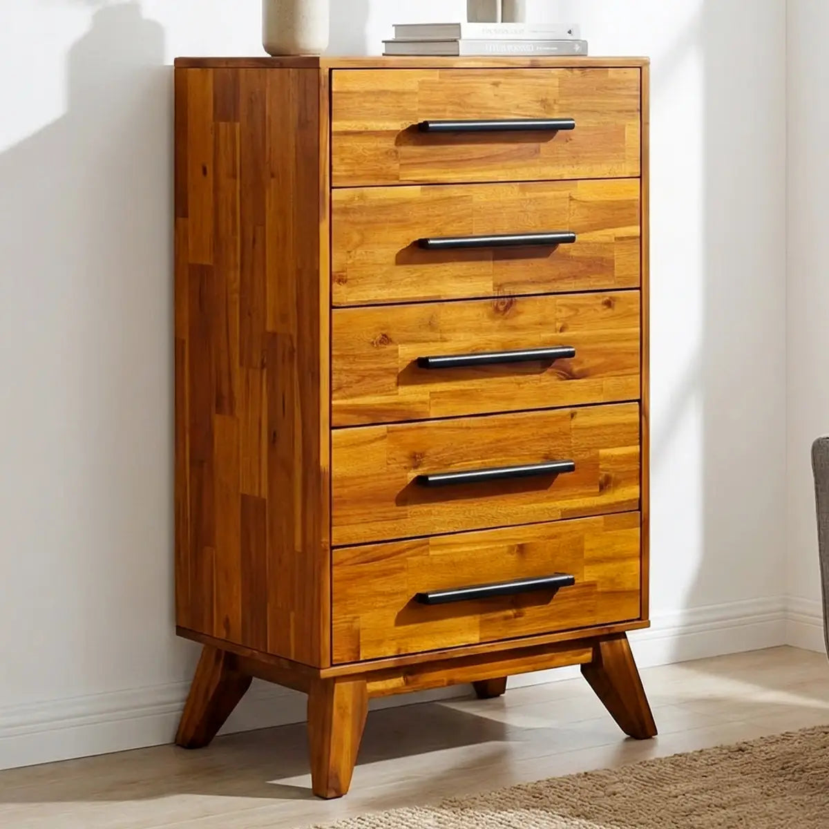 Solid Wood Dresser - Acacia - for Timeless Elegance - Caramel - Megsu