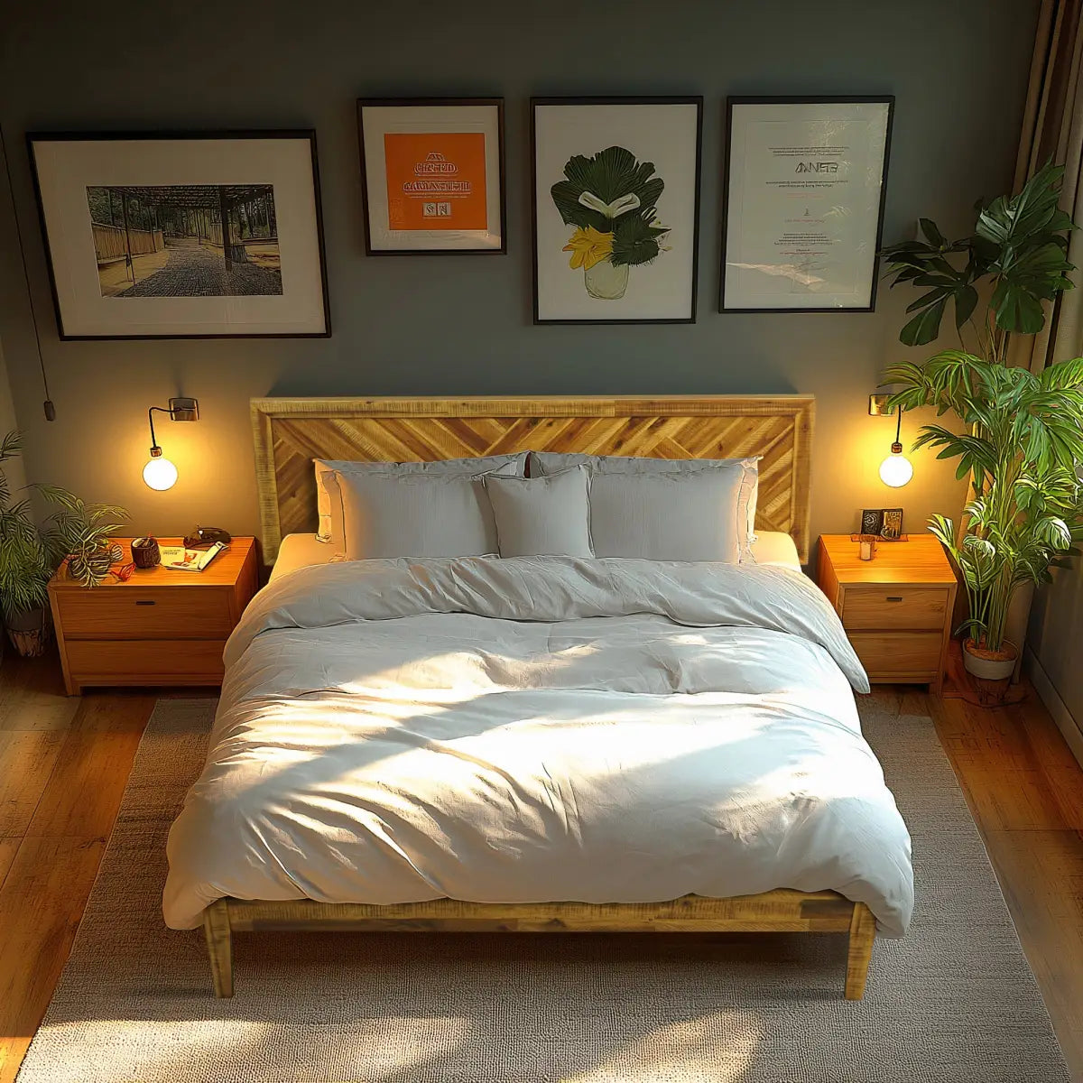 Solid Wood Bed Frame - Acacia Wood Deluxe - Megsu