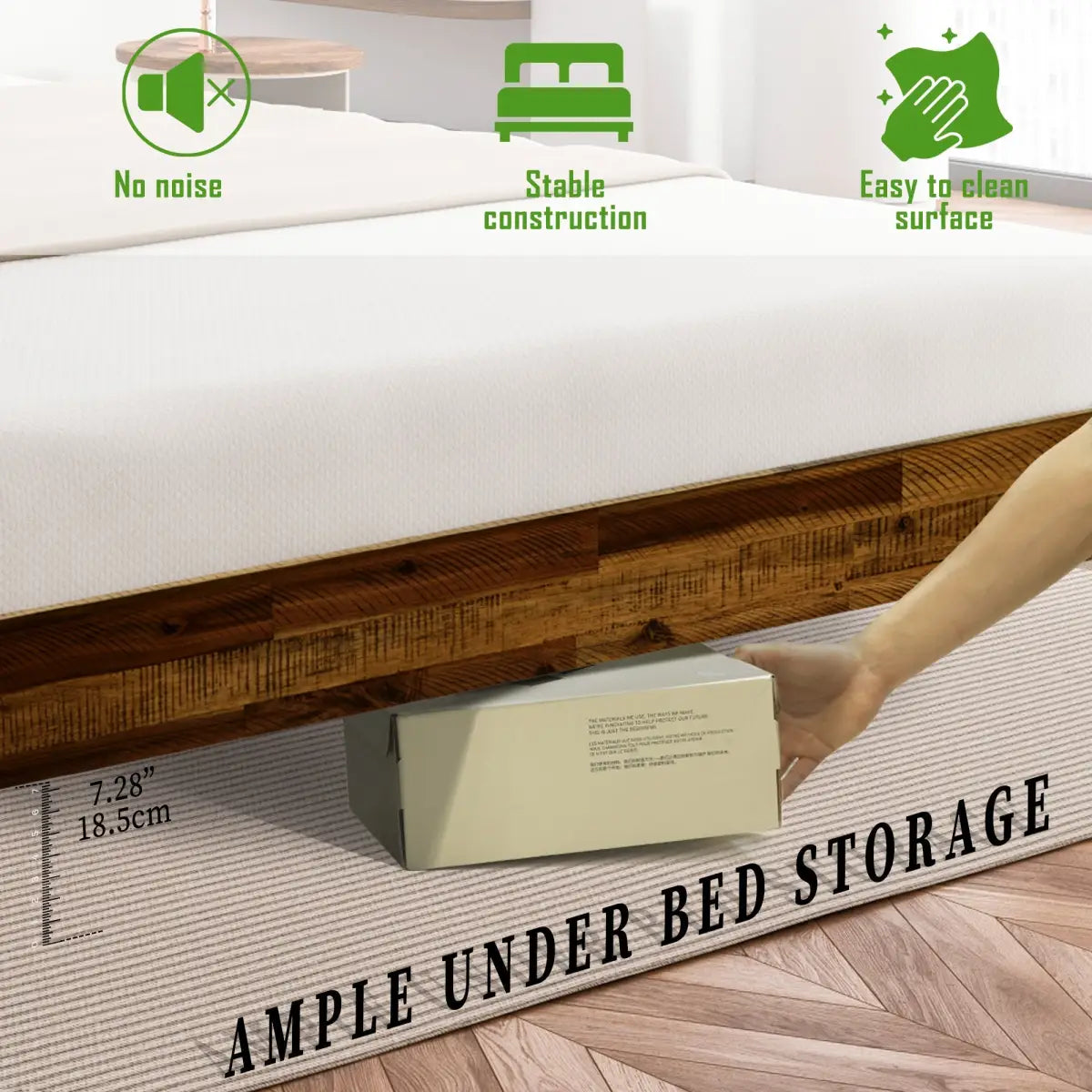 Solid Wood Bed Frame - Acacia Wood Deluxe - Megsu