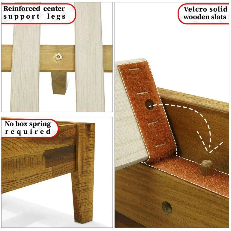 Solid Wood Bed Frame - Acacia Wood Deluxe - Megsu