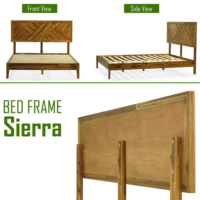 Solid Wood Bed Frame - Acacia Wood Deluxe - Megsu