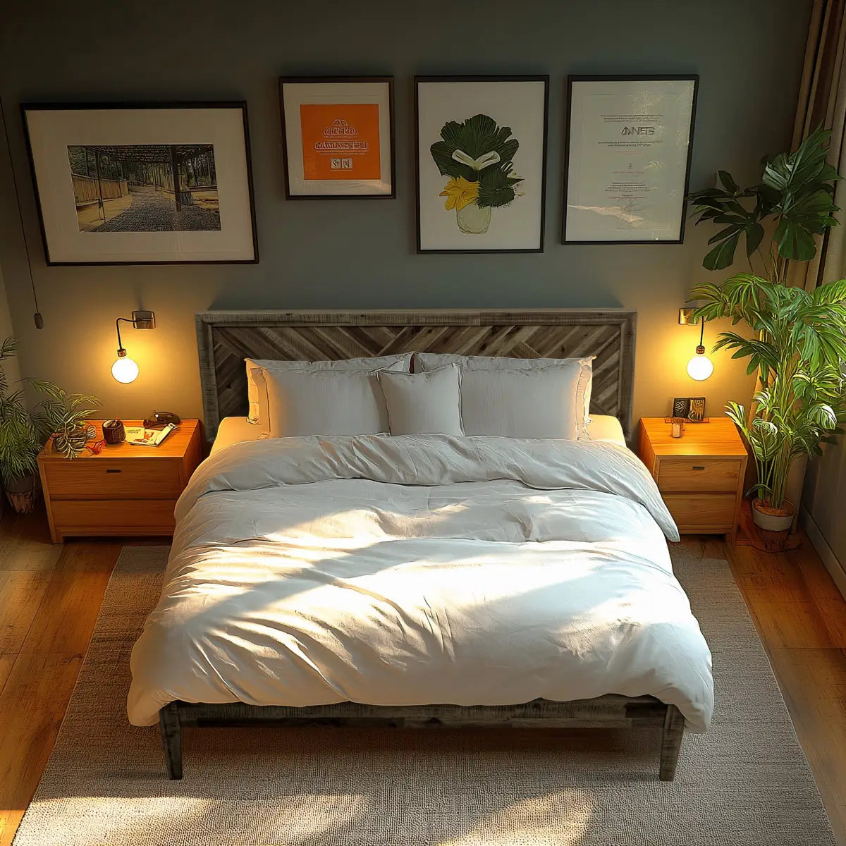 Solid Wood Bed Frame - Acacia Wood Deluxe - Megsu