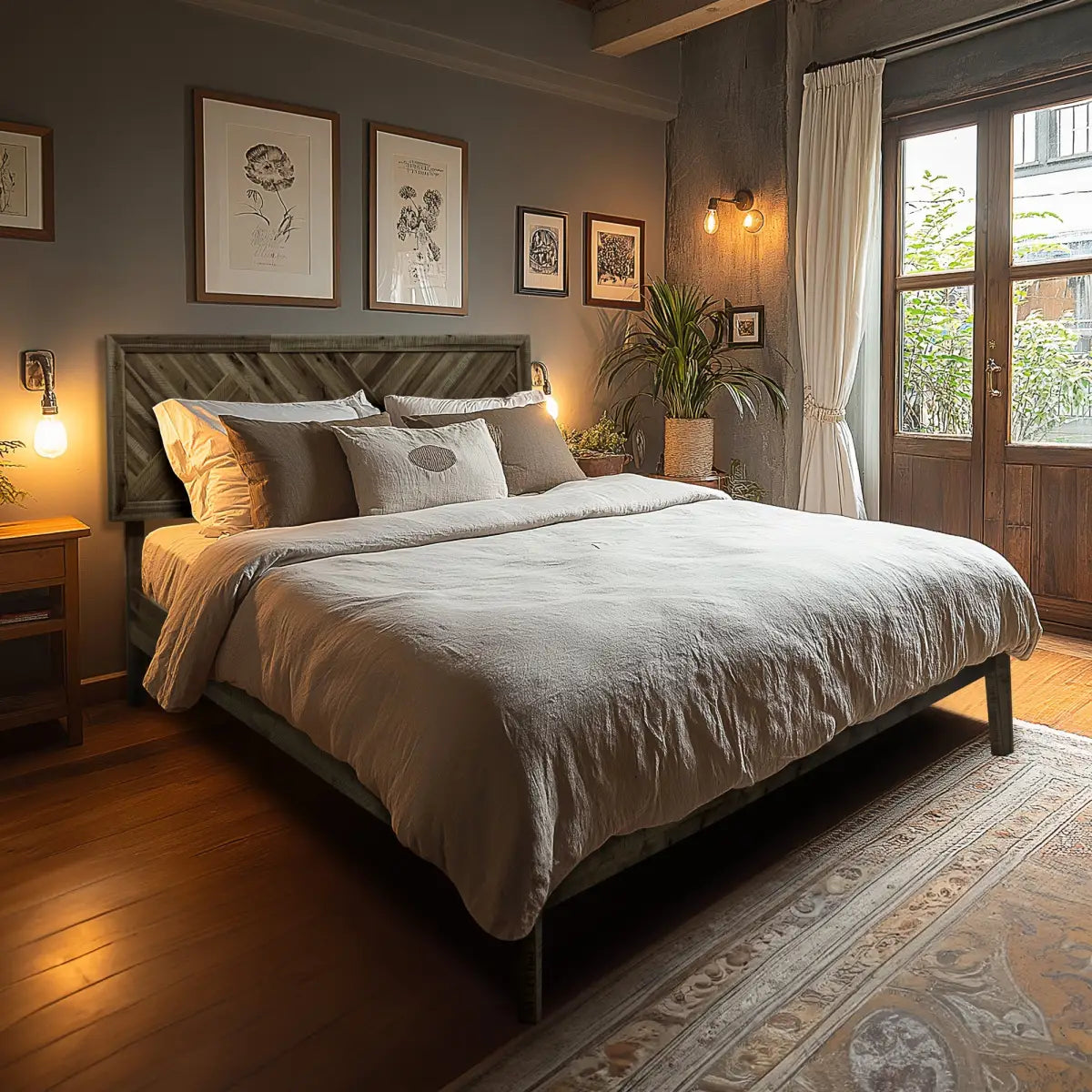 Solid Wood Bed Frame - Acacia Wood Deluxe - Megsu